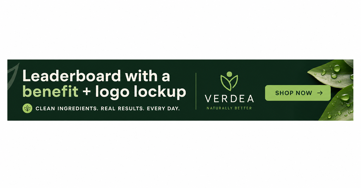 Minimalist ad example: Leaderboard with a benefit + logo lockup