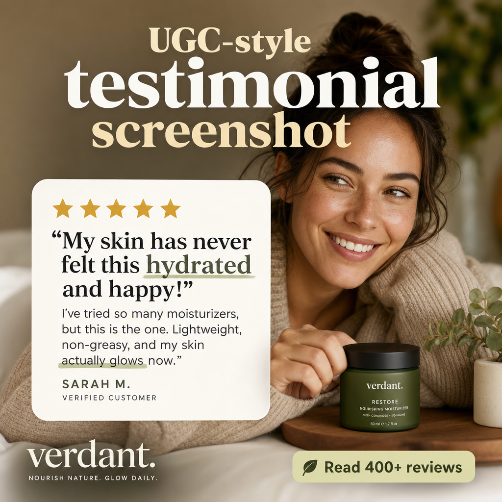 UGC-Style ad example: UGC-style testimonial screenshot