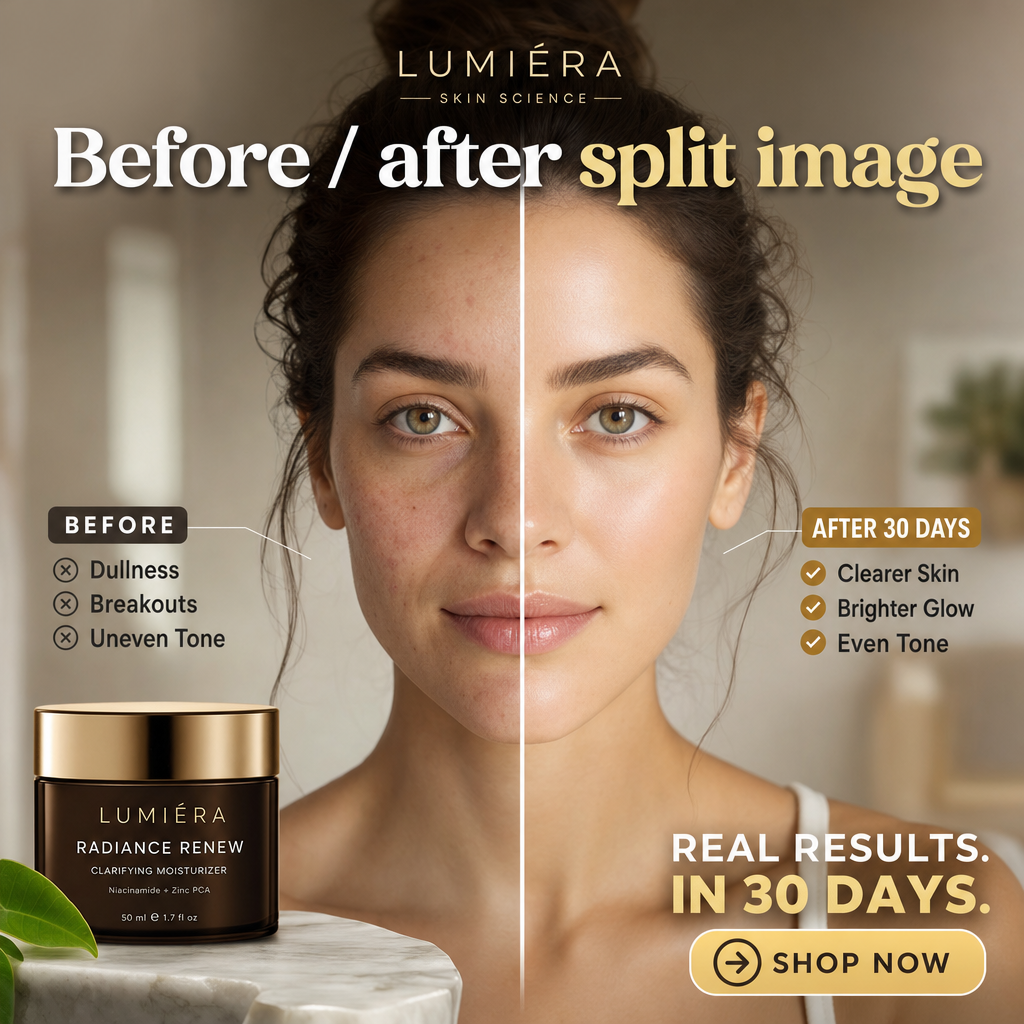 Facebook ad example: Before / after split image