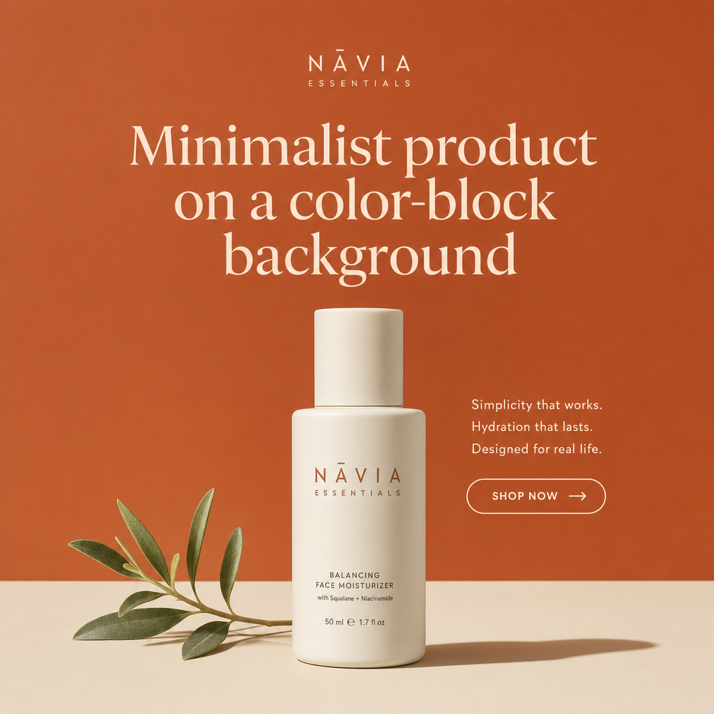 Instagram ad example: Minimalist product on a color-block background