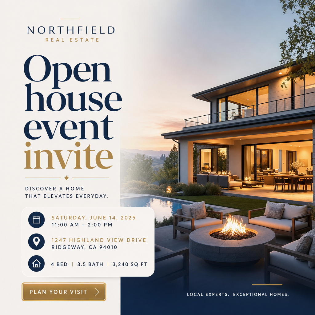 real estate ad example: Open house event invite