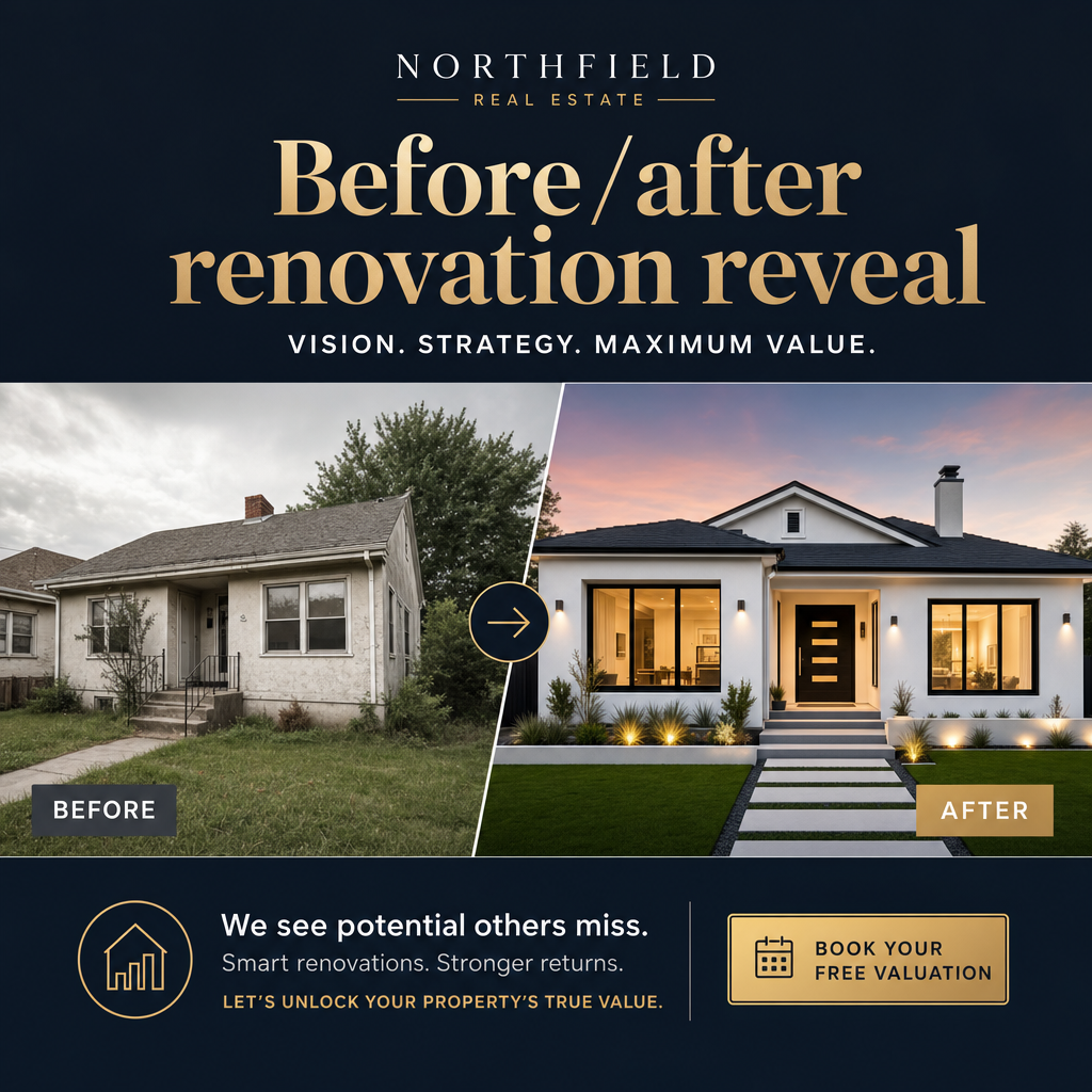 real estate ad example: Before/after renovation reveal