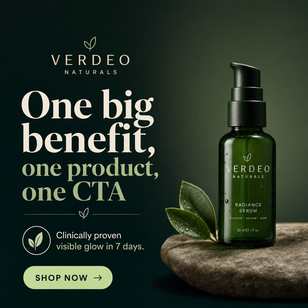 Minimalist ad example: One big benefit, one product, one CTA