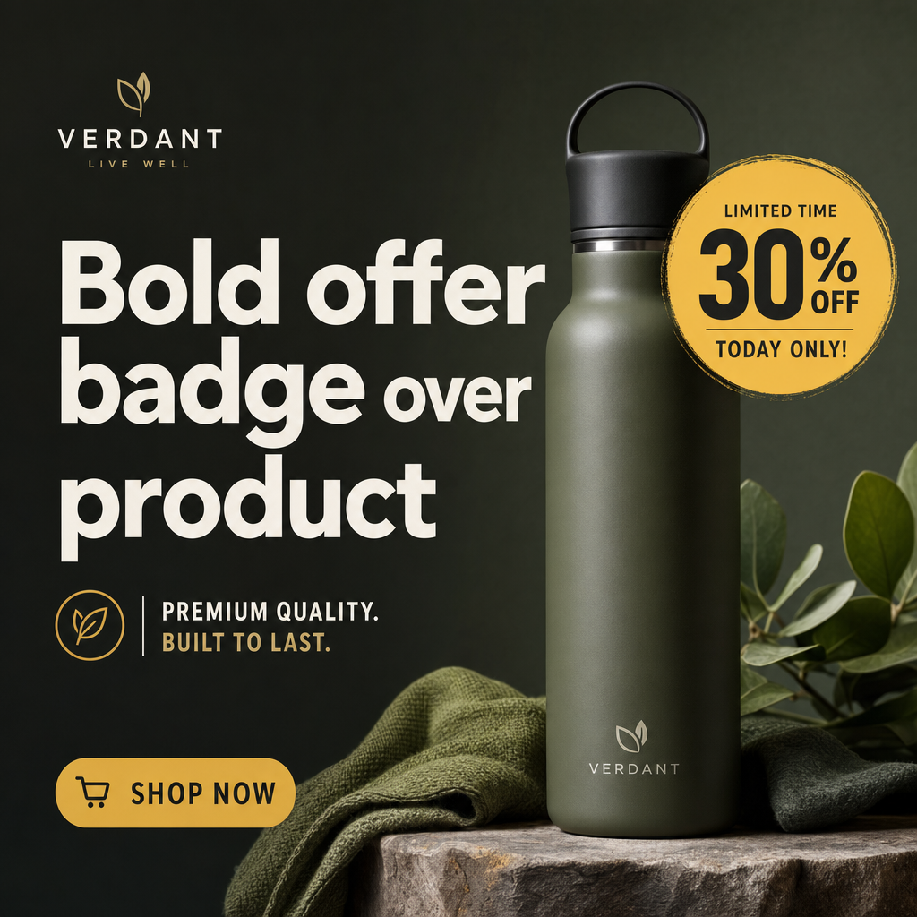 Offer & Promo ad example: Bold offer badge over product