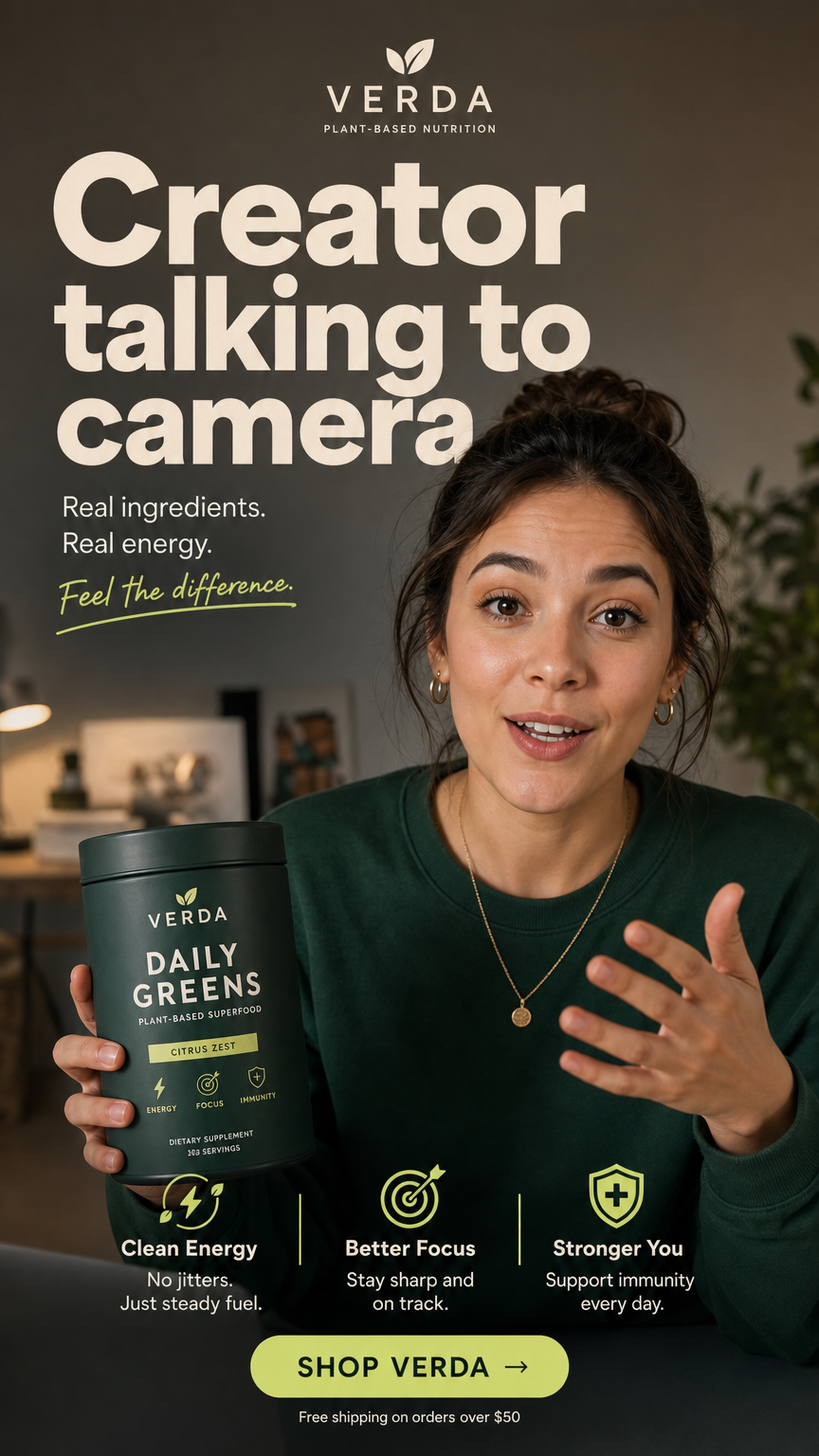 story ad example: Creator talking to camera